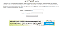 Tablet Screenshot of anovacalculator.com